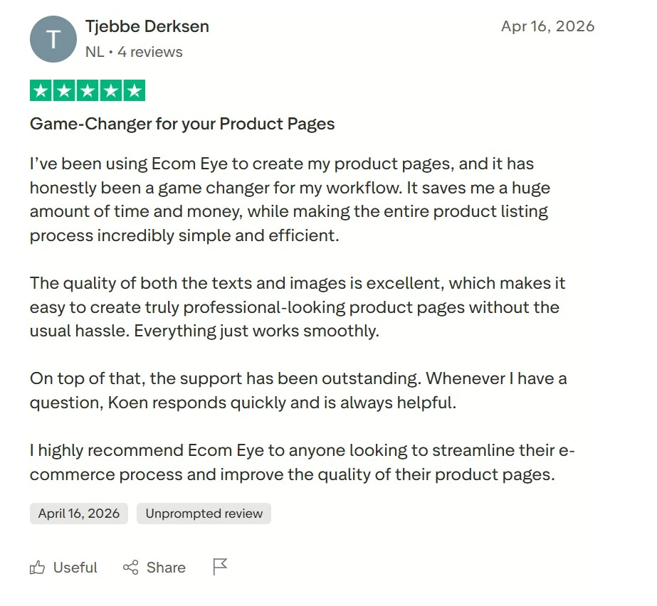 Trustpilot review of EcomEye