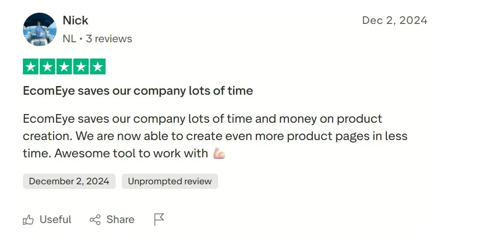 5 star trustpilot review of Nick
